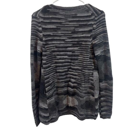 Theory 100% Alpaca Sweater Black Striped Gray Cardigan Size Small - Picture 2 of 5
